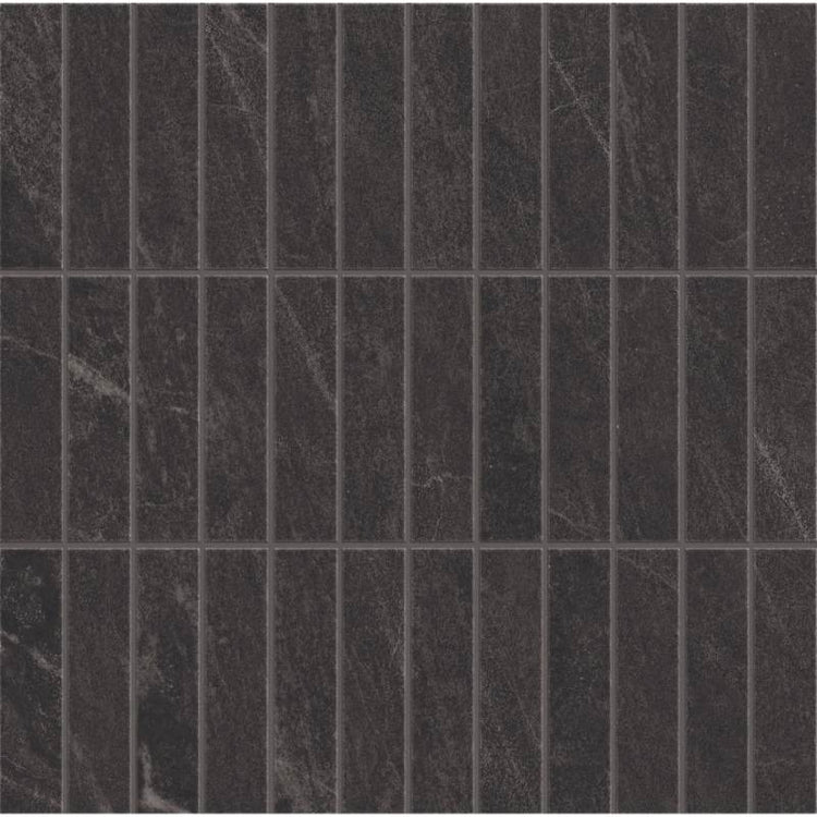 1x4 Domino Black Matte Porcelain Mosaic