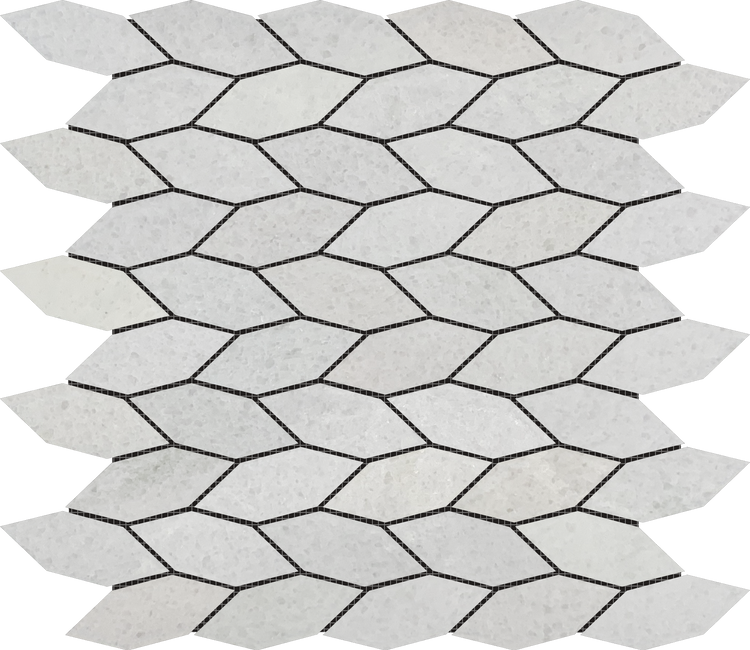 Elongated Hexagon White Leaves Mosaic