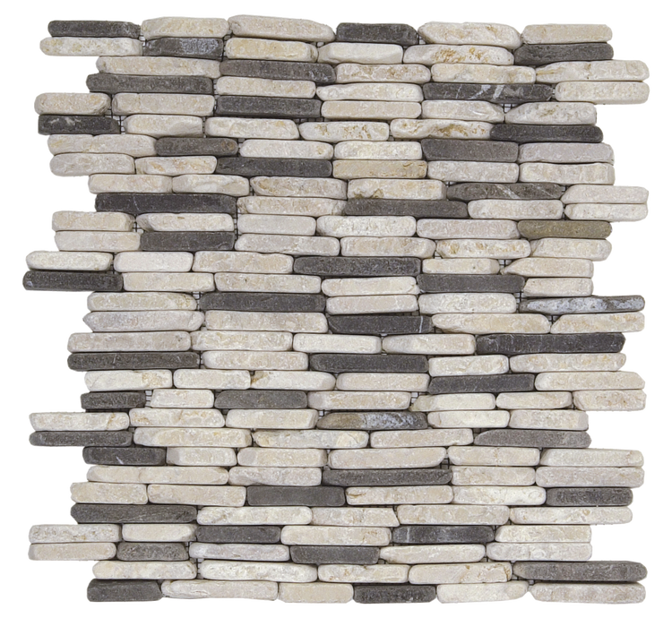 White Gray Stacked Brick Marble Interloc