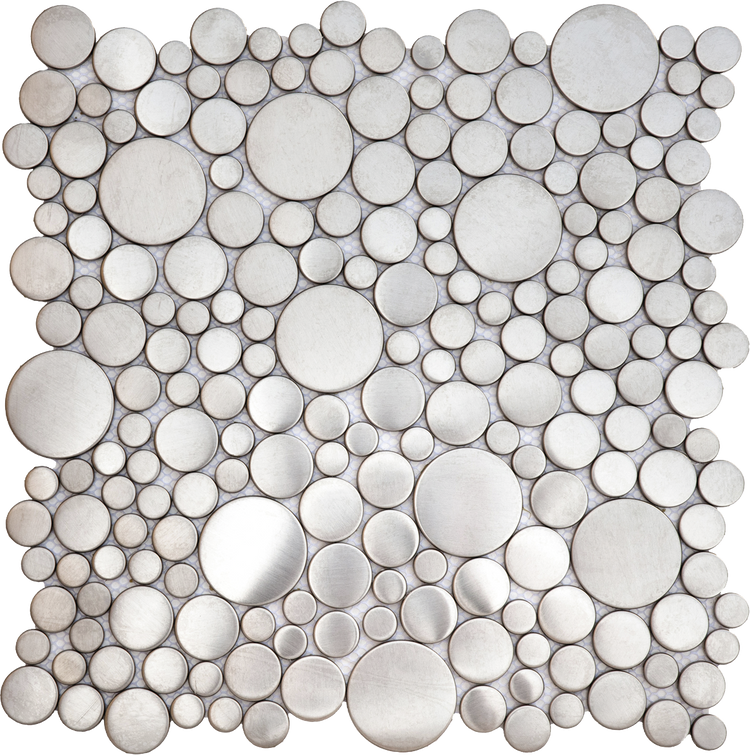 Brushed Silver Penny Rounds Inox Metal I