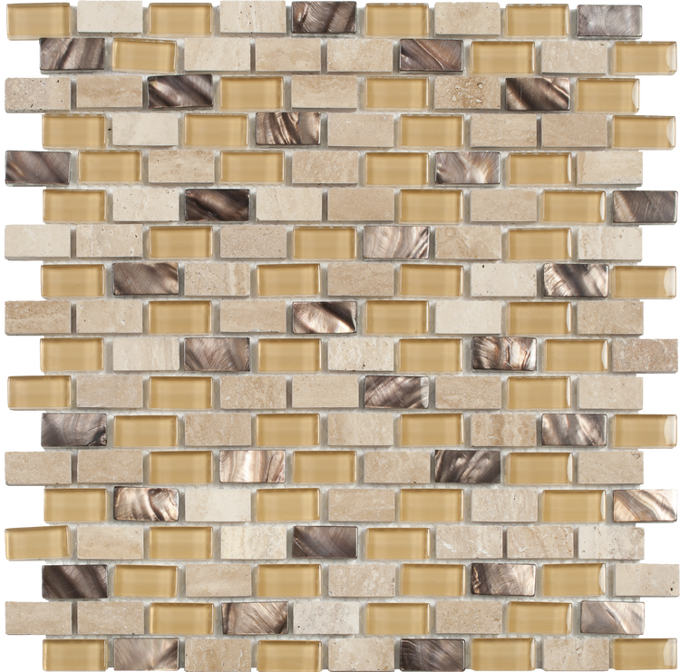 11.6x12 Beige Brick Marble/Glass/Brown