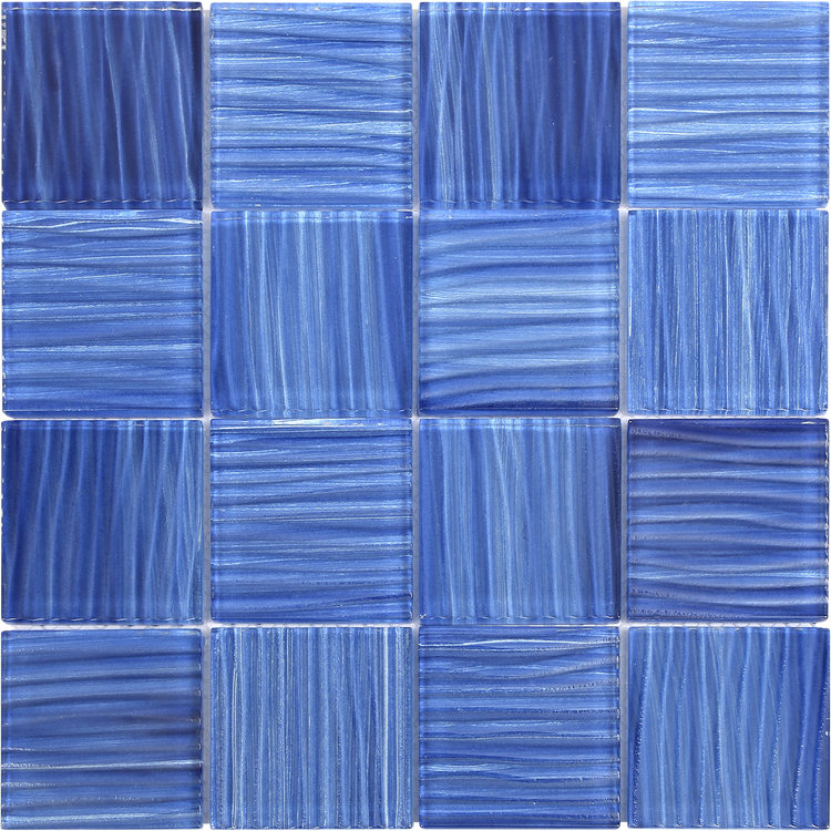 3x3 Striped Cobalt Blue Glass Pool Mos