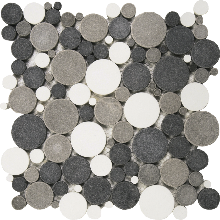 Mix White/Black /Gray Reconstituted Rnd Mos In