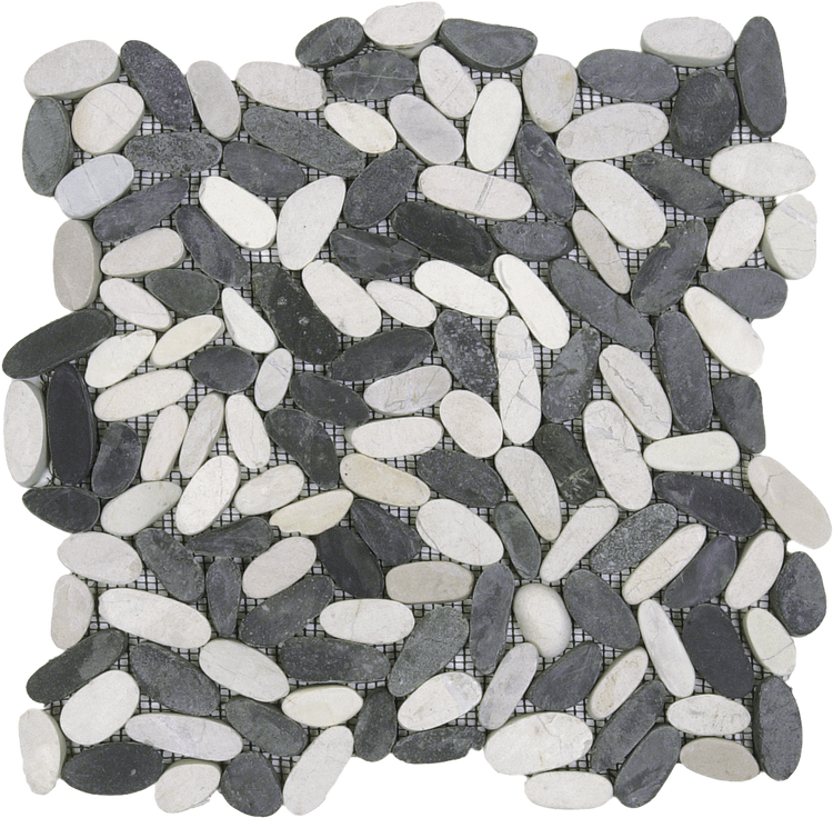 Mix Wh/Blk Sliced Matte Pebble Intlock