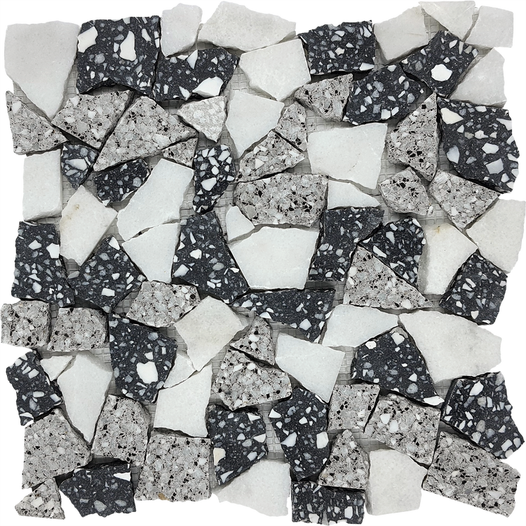 Opus White Grey Black Mix Terrazzo Mos