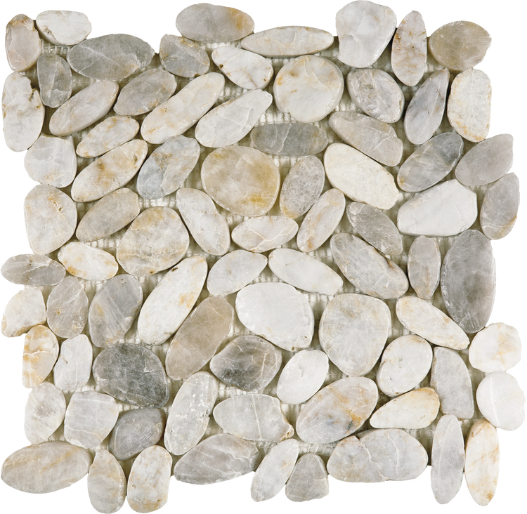 White Sliced Polished Pebble Interlocking