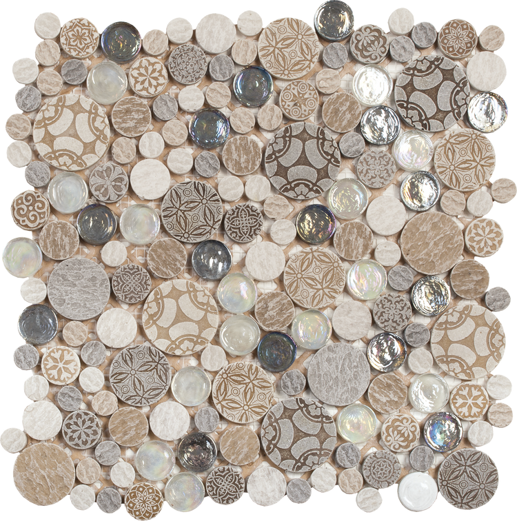 12x12 Beige Penny Round Decor