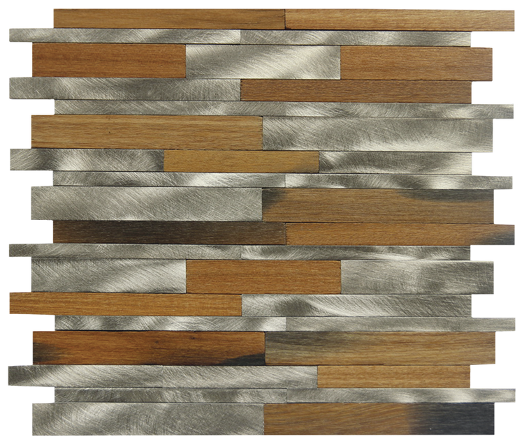 Wood / Silver Aluminum Baguette Interlock