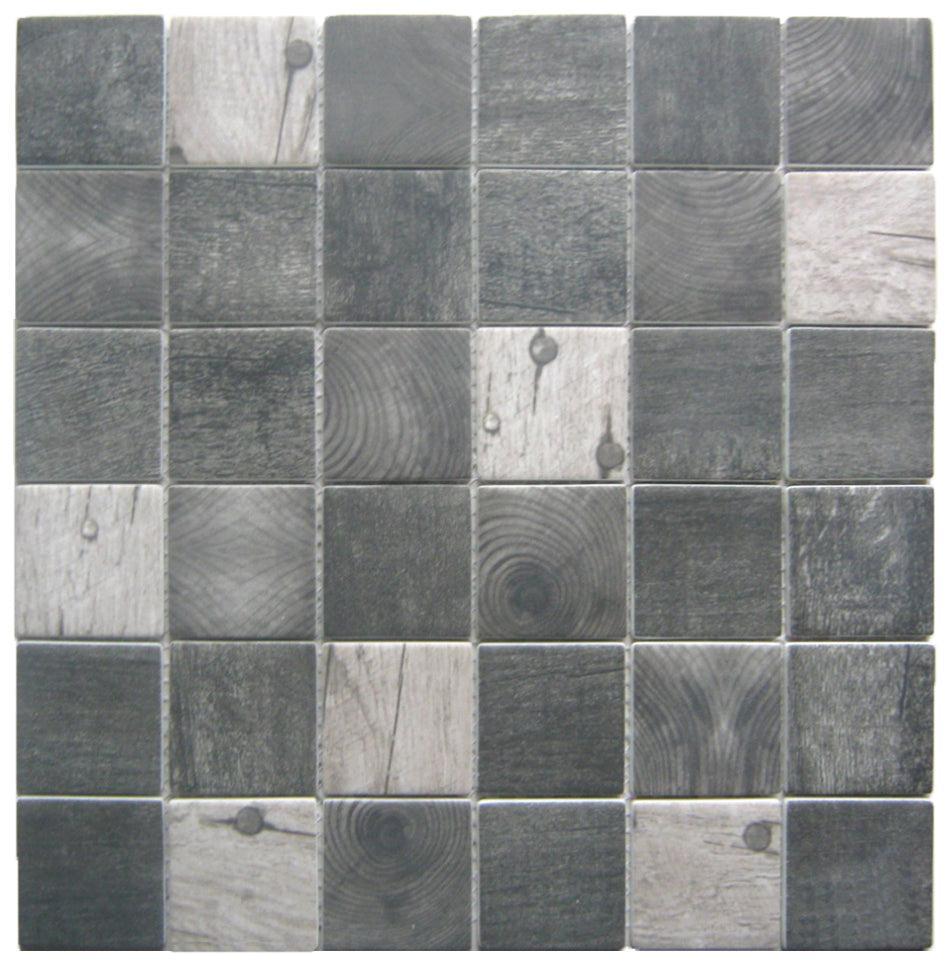 thumbnail image 2 of 2x2 Black And White Glass Mosaic Tile – Geometric Pattern, Glossy, Wall Tile 2 of 3