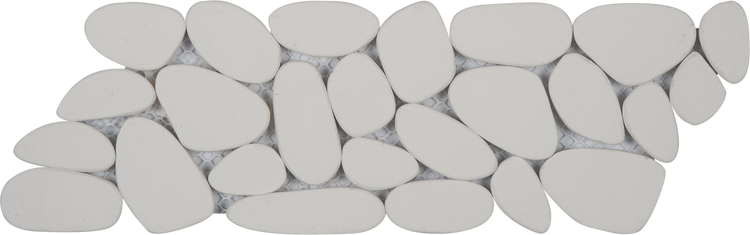 White Sliced Pebble Mosaic Border