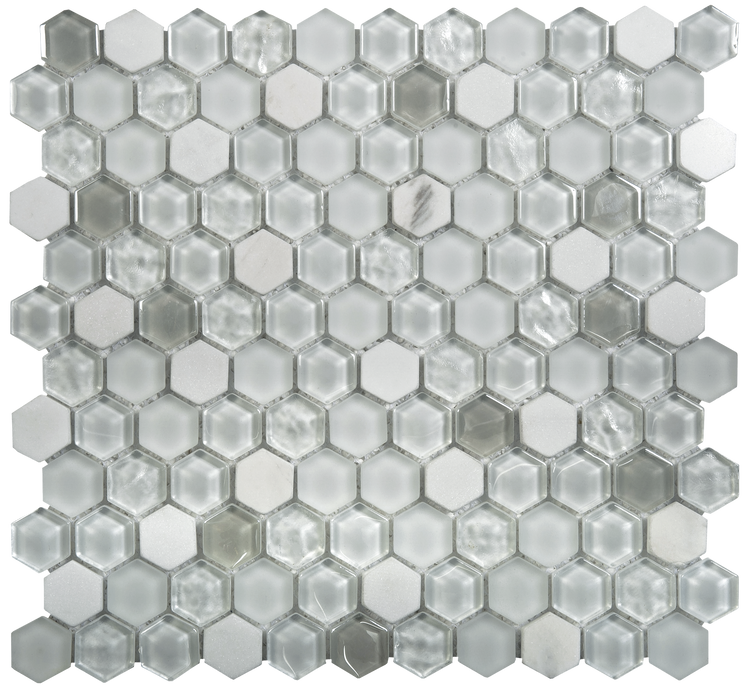 Hexagon White Glass Mosaic