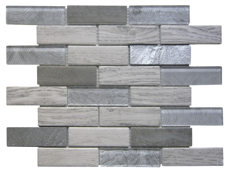 12X12 Gray Glass Rectangle Mosaic