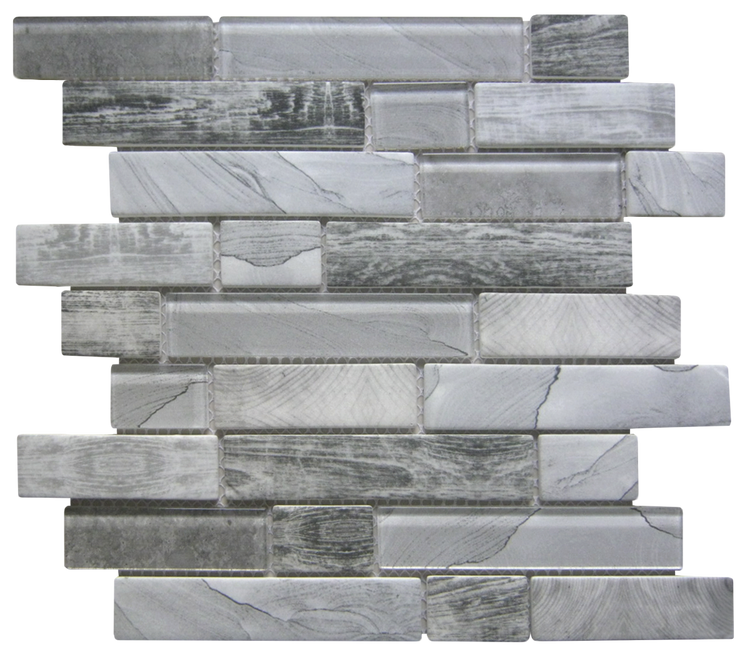 12X12 Gray Glass Rectangle Dark Mosaic