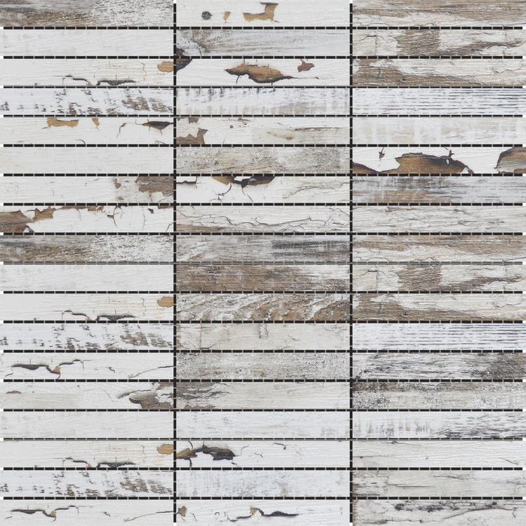 1x4 Rectangle Grey Wood Mix Mosaic