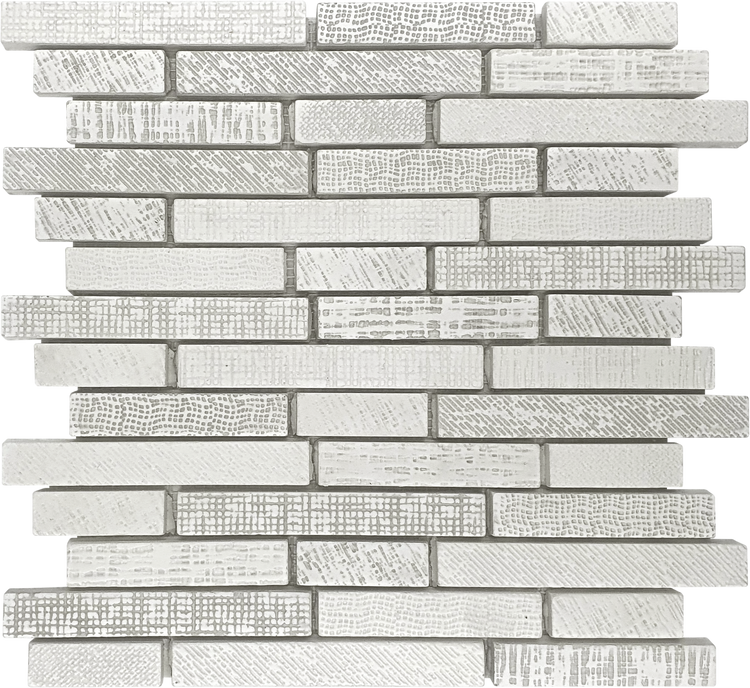 Brick Random Super White/Gray Mix Mosaic