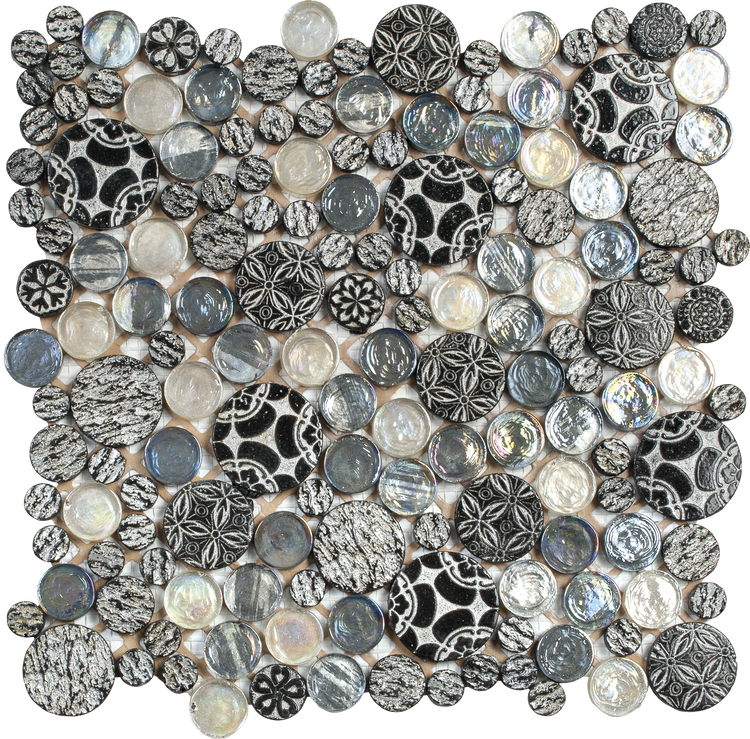 12x12 Black Penny Round Decor