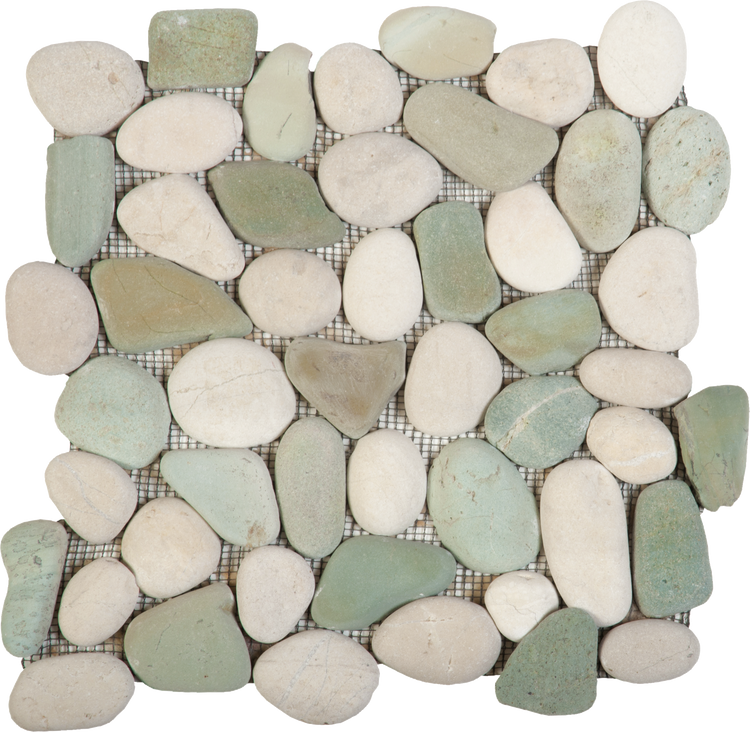 Mix Wh/Green Rect Matte Pebble Intlock