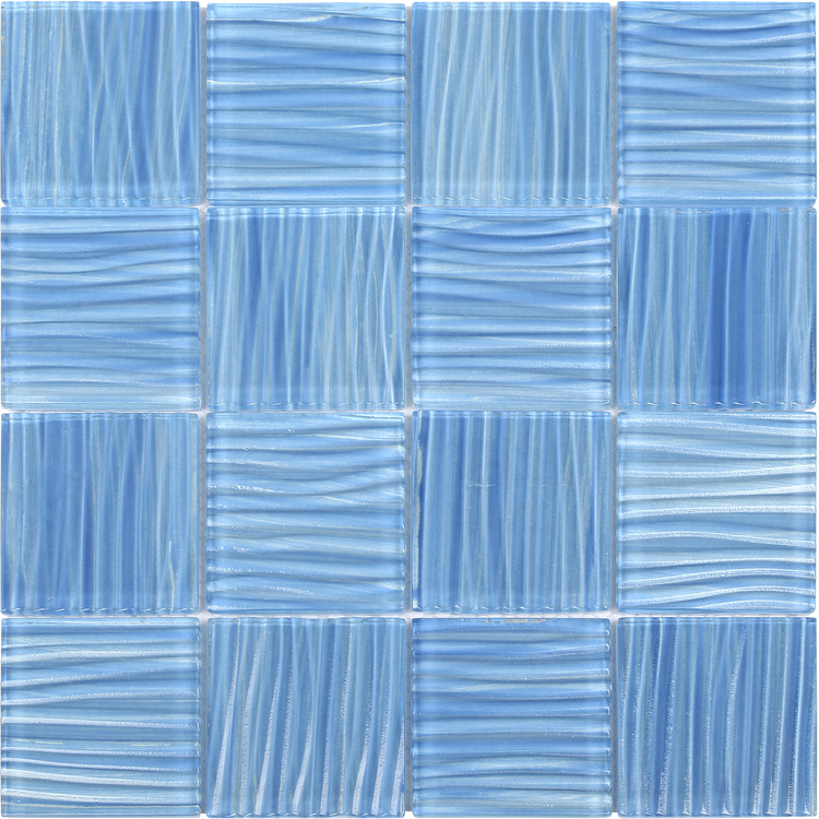 3x3 Striped Light Blue Glass Pool Mosaic
