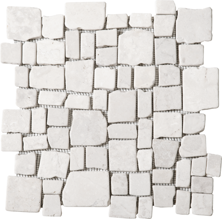 White Cubic Marble Opus Mosaic Interlocking