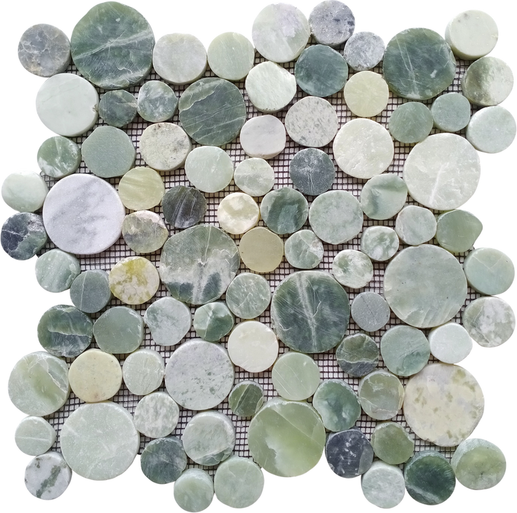 Round Crystal Green Stone Interlock Mos