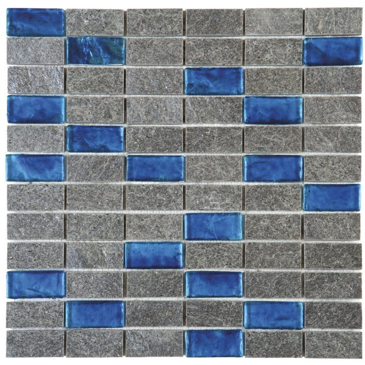 1X1 Gray Natural Quartzite Turquoise Gls