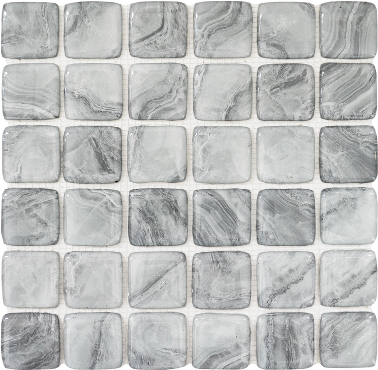 Glass Square Light Grey Blue Marble Pattern Mix Mosaic