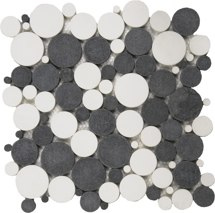 Mix White/Black Reconstituted Rnd Mos Inlock