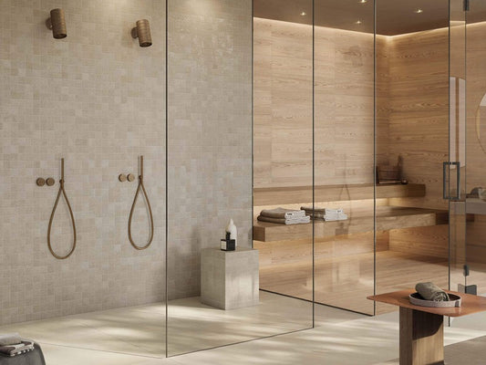 Ceramic tile provides a durable and waterproof steam environment