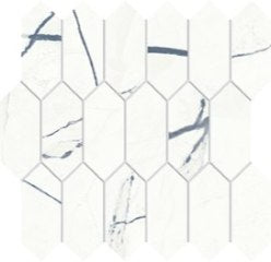 Mixed Size Ocean White Picket Mosaic Matte