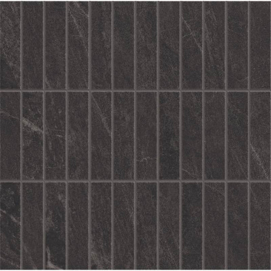 1x4 Domino Black Matte Porcelain Mosaic