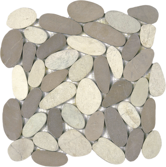 Mix White/Beige XL Sliced Matt Pebble