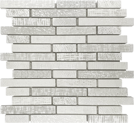 Brick Random Super White/Gray Mix Mosaic