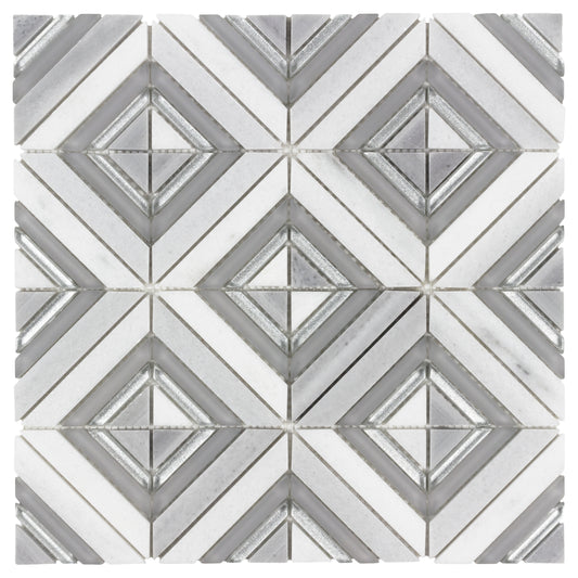 Random Taza White Stone Mosaic