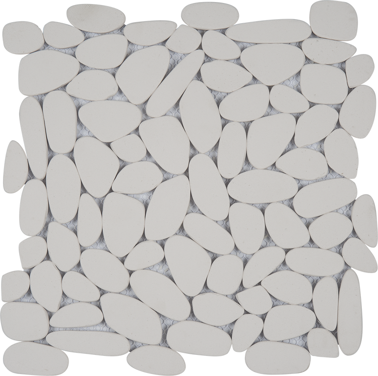 White Sliced Pebble Mosaic