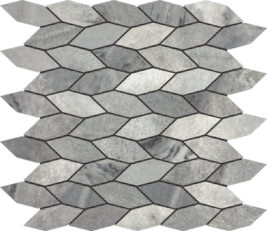 Elongated Hexagon Ice Grey Leaves Mosaic