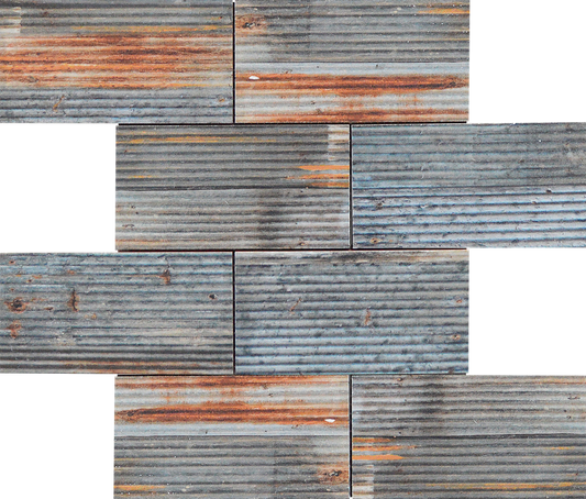 3x6 Rust Industrial Linear Glazed Mosaic