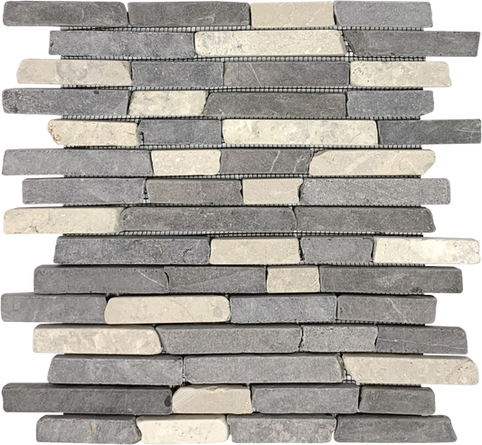 White Gray Broken Brick Marble Interlock