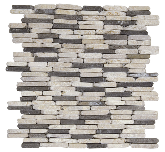 White Gray Stacked Brick Marble Interloc