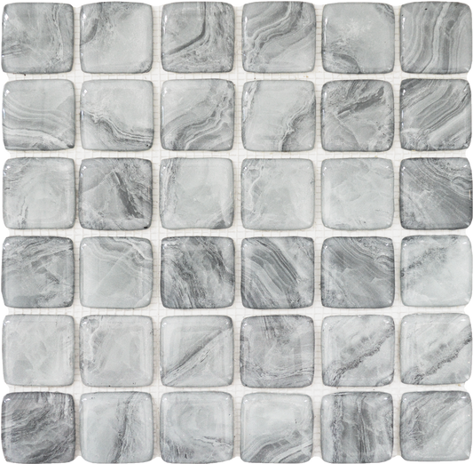 Glass Square Light Grey Blue Marble Pattern Mix Mosaic