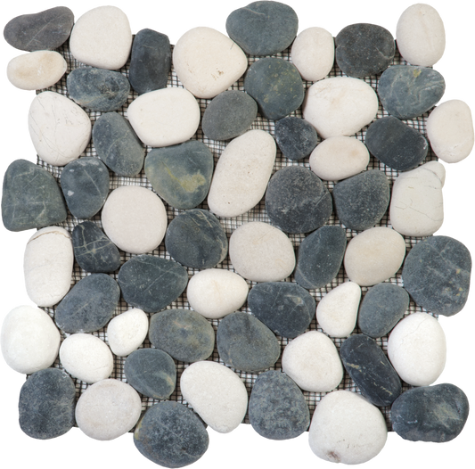 Mix Wh/Blk Rectified Matte Pebble Intloc