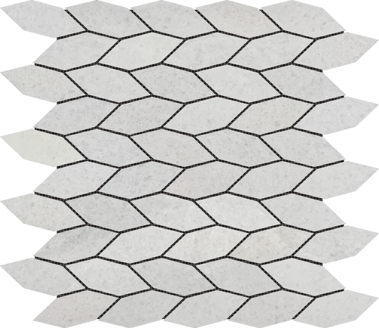 Elongated Hexagon White Leaves Mosaic