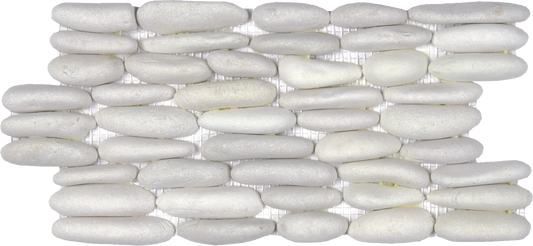 White Stacked Matte Pebble Intlck For Wall