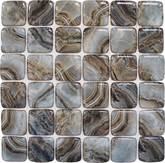 Glass Square Grey Beige Mix Marble Pattern