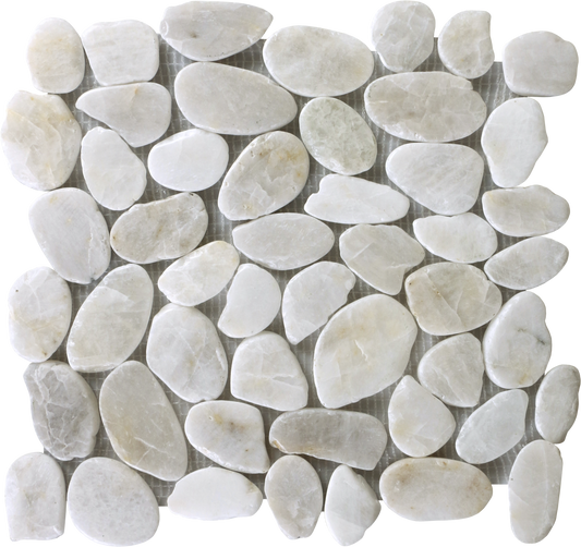 Pebble White Sliced Polished Mosaic