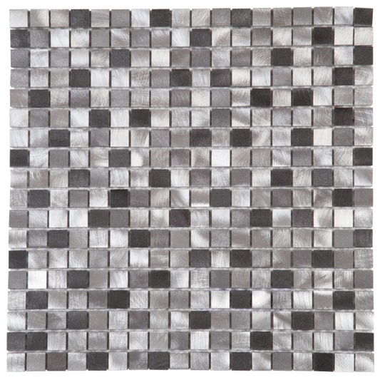 5/8X5/8 Mix Gray Brushed Aluminum Mosaic