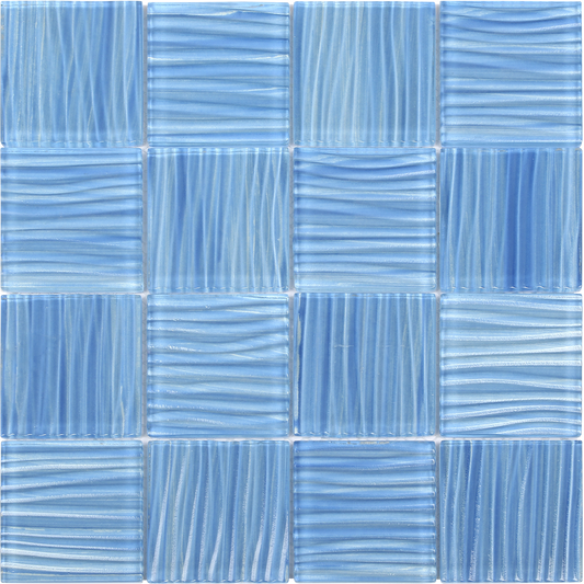 3x3 Striped Light Blue Glass Pool Mosaic