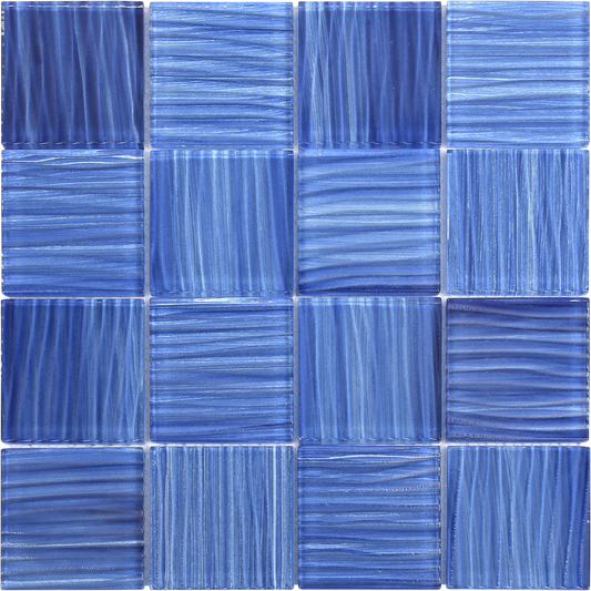 3x3 Striped Cobalt Blue Glass Pool Mos