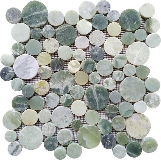 Round Crystal Green Stone Interlock Mos