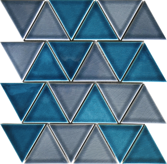 3in Triangle Grey Blue Glazed