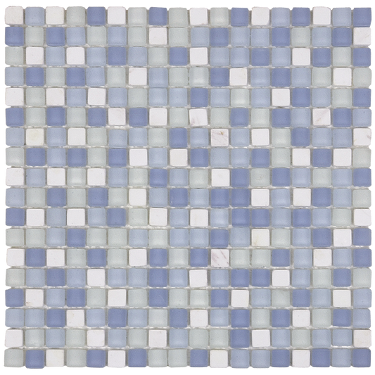 5/8 x 5/8 White / Blue Glass Mosaic